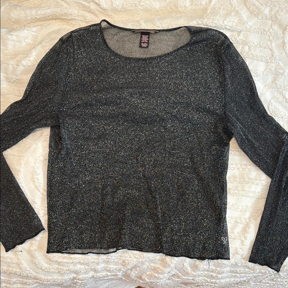 Victoria’s Secret M/L Black Glitter Long Sleeve Top